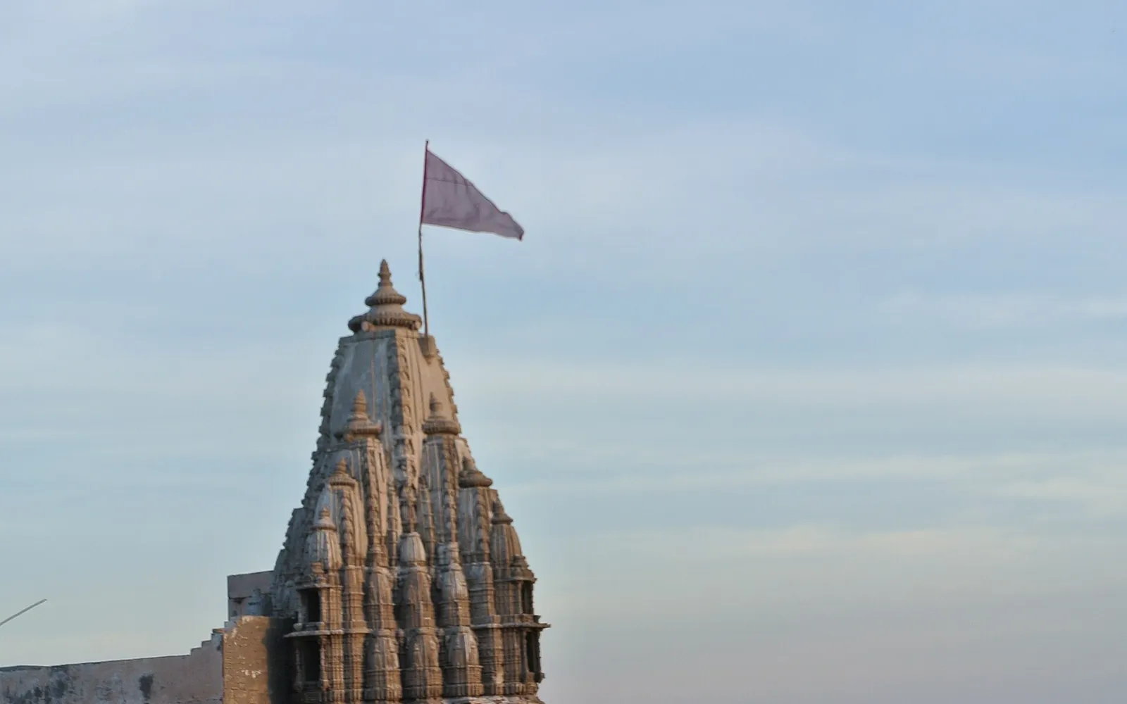 Flag flying atop Dwarka temple