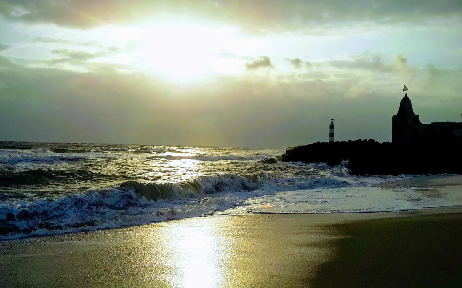 Dwarka beach when the sea and sun sets