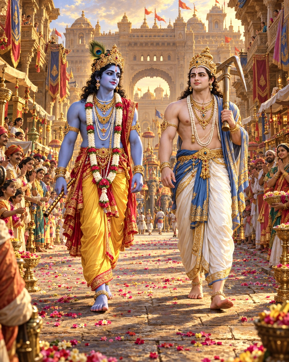 कृष्ण और बलराम का भक्तिमय चित्र