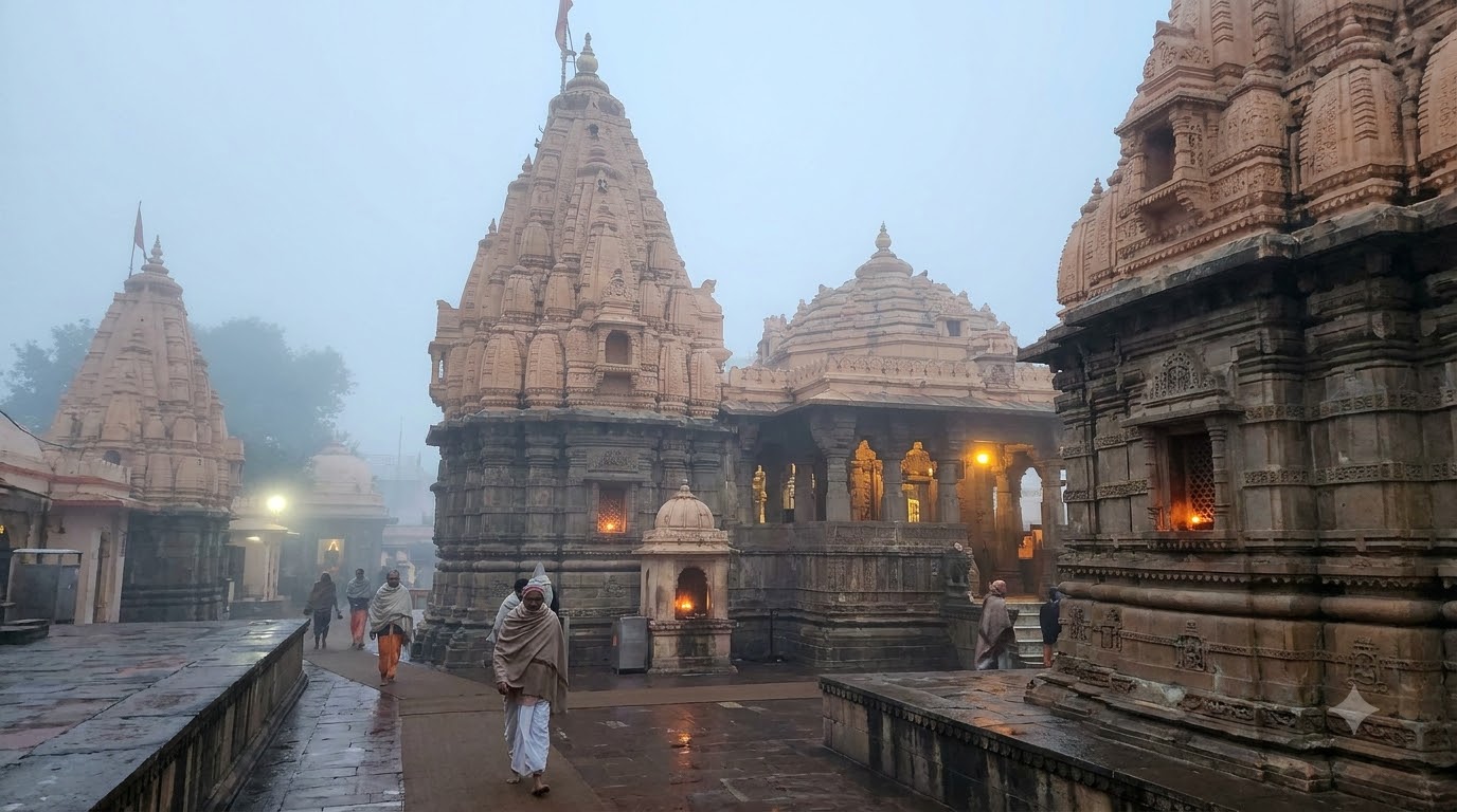 Mahakaleshwar Jyotirlinga temple complex in morning mist, Ujjain, Madhya Pradesh